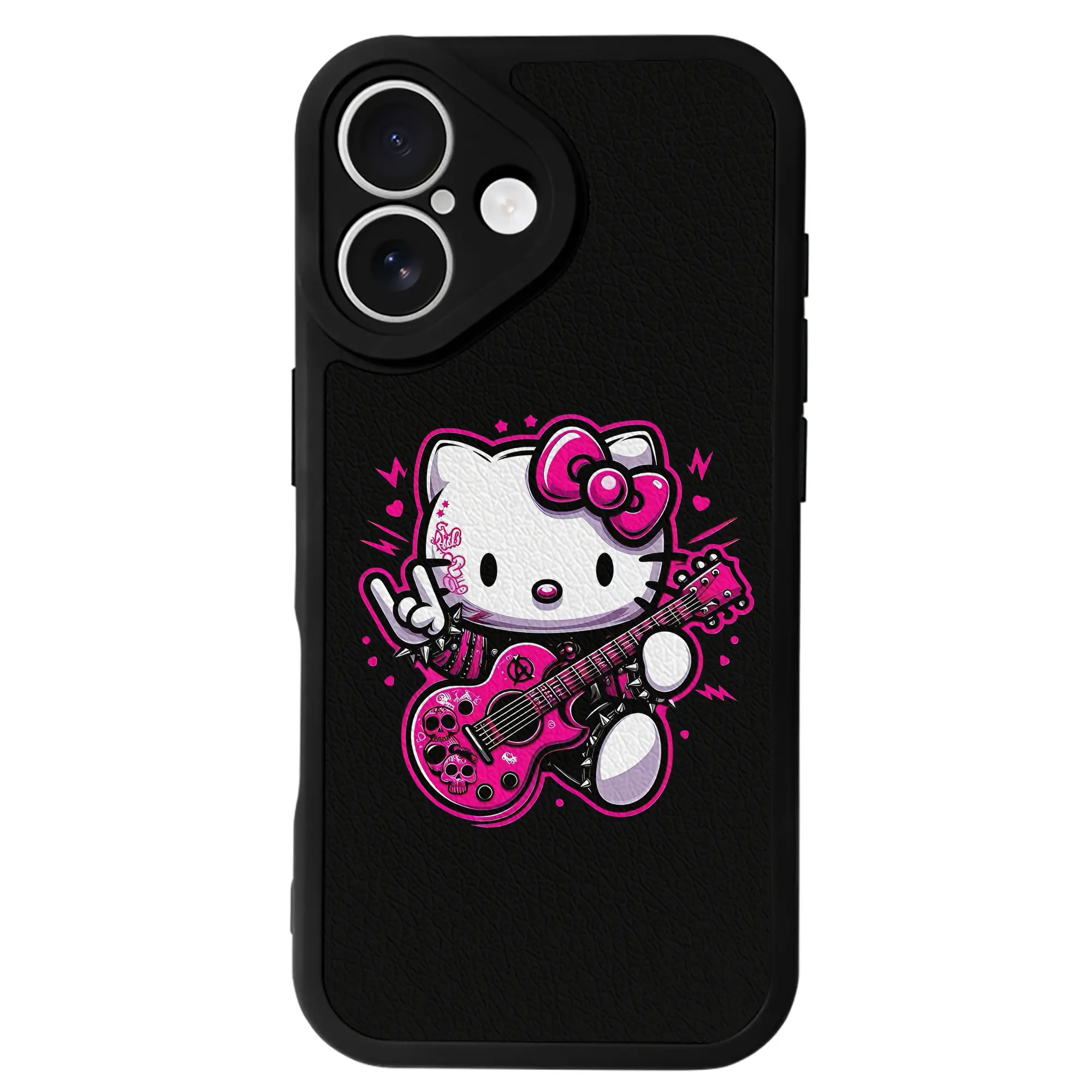 サンリオ グッズ,ハローキティ - IPhone 16シリーズ対応 ・ シリコンスマホケース ・ レザー調 ・ 高精度フィット ・ 耐衝撃 ・ ワイヤレス充電対応 ・ 精密カット